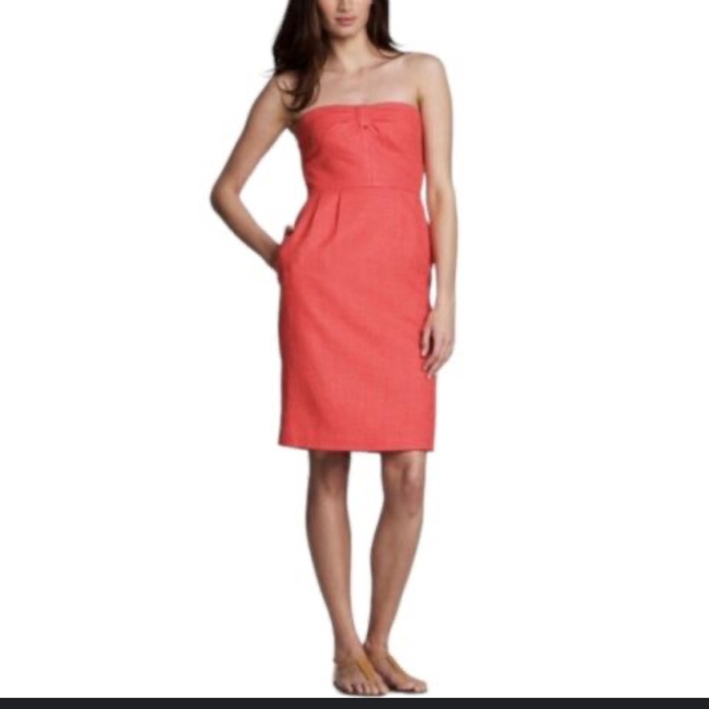 J. Crew Strapless Coral Sheath Dress